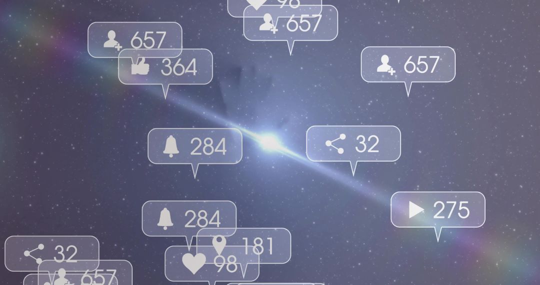 Social Media Icons Floating in Futuristic Digital Space