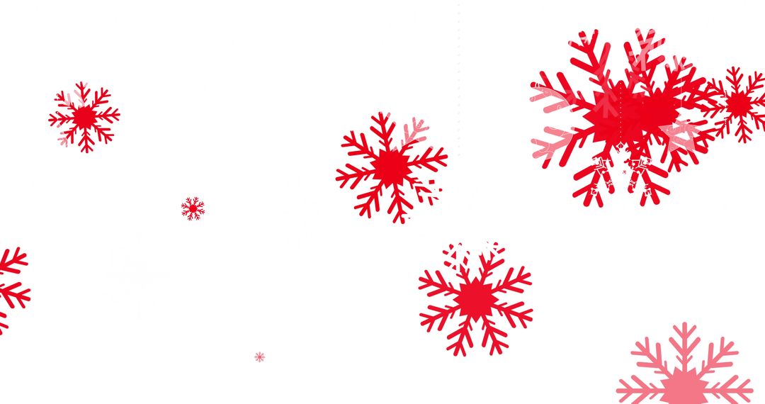 Red Snowflakes Falling on White Background for Festive Design