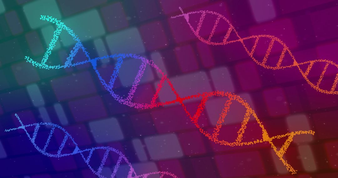 DNA Strands with Abstract Digital Background Representing Genetic Data