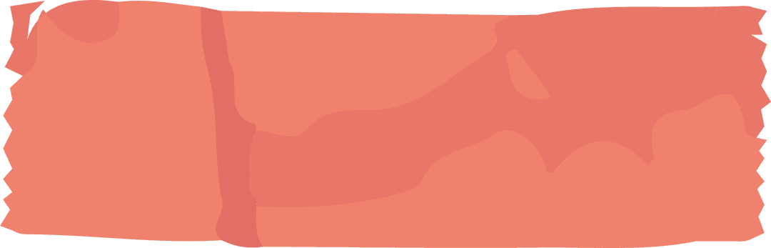 Coral Peach Torn Tape Strip on Transparent Background