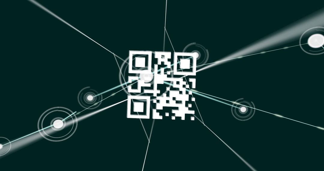 Technological QR Code with Network Connections on Dark Background