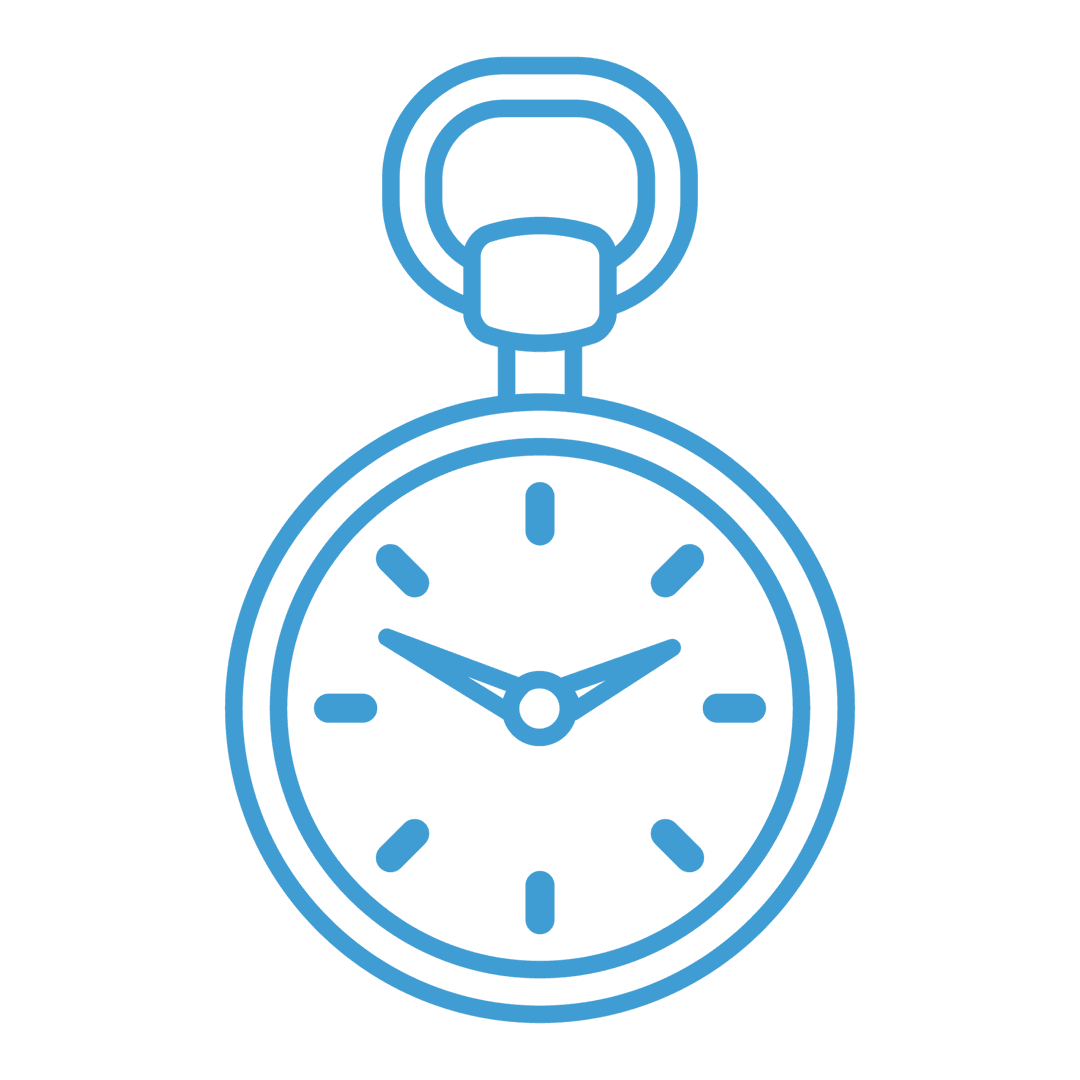 Blue Outlined Watch Icon on Transparent Background, Minimalist Design