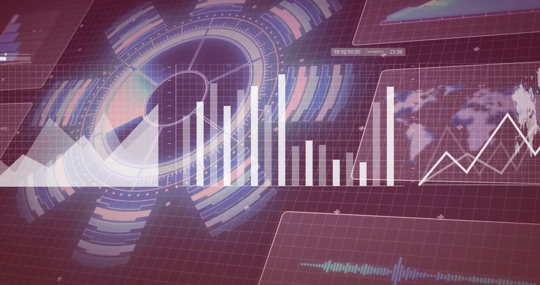 Futuristic Interface with Data Visualizations and Charts