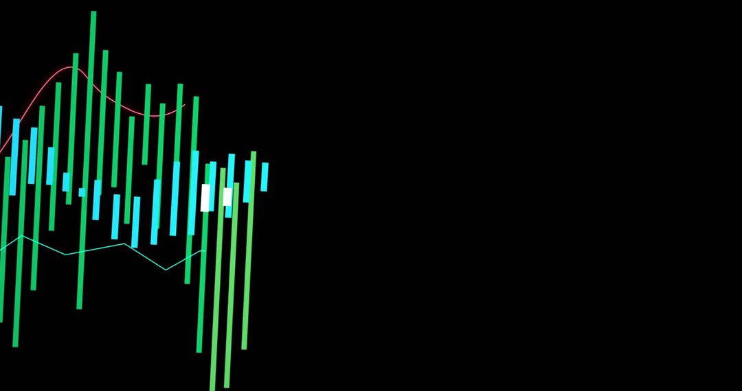 Abstract Financial Data Bar Charts with Black Background