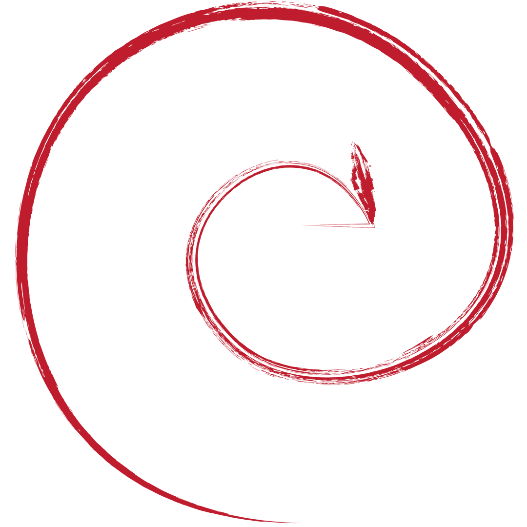 Red Spiral Shape with Copy Space on Transparent Background