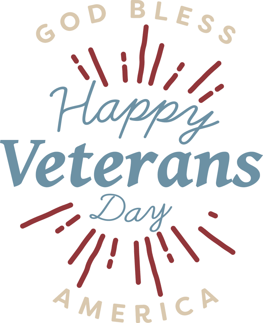 Veterans Day Transparent Text Art with Patriotic Theme