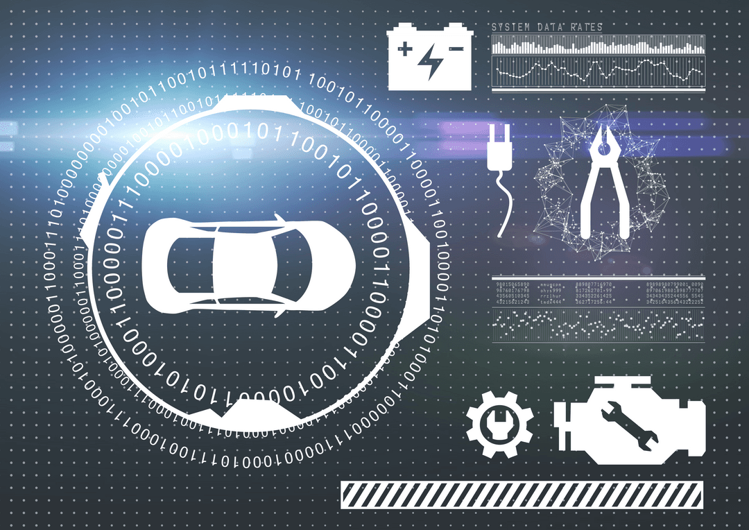 Digital Data Processing Car Icons on Transparent Vector Background - Download Free Stock Images Pikwizard.com