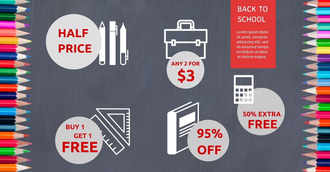 Back to School Sale Banner with Vibrant Crayons and Discounts