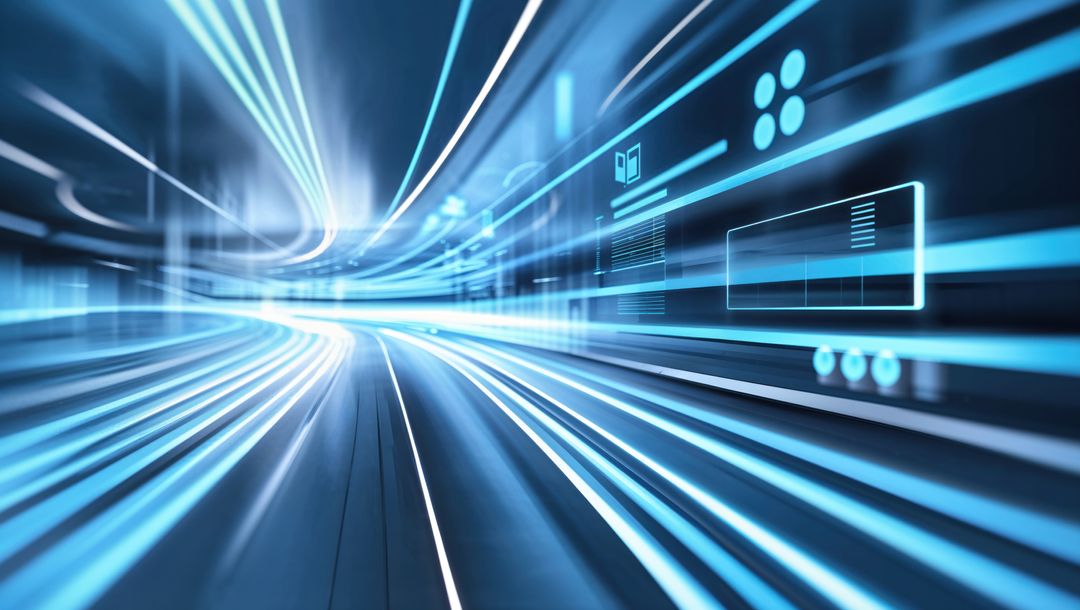 Futuristic Data Streaming with Neon Light Trails