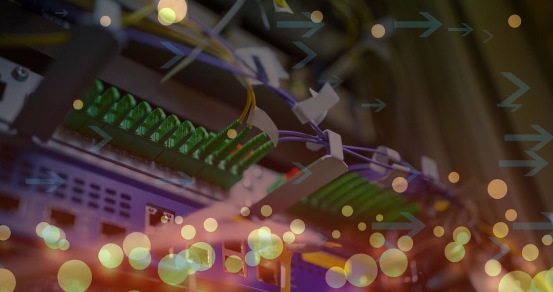 Abstract Network Connection Overlay with Arrows and Lens Flares