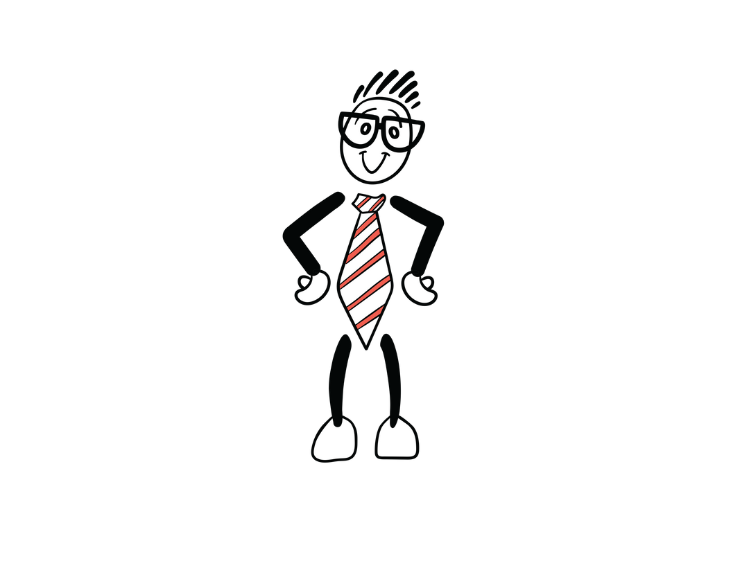 Transparent Cartoon Character with Striped Tie Standing - Download Free Stock Images Pikwizard.com