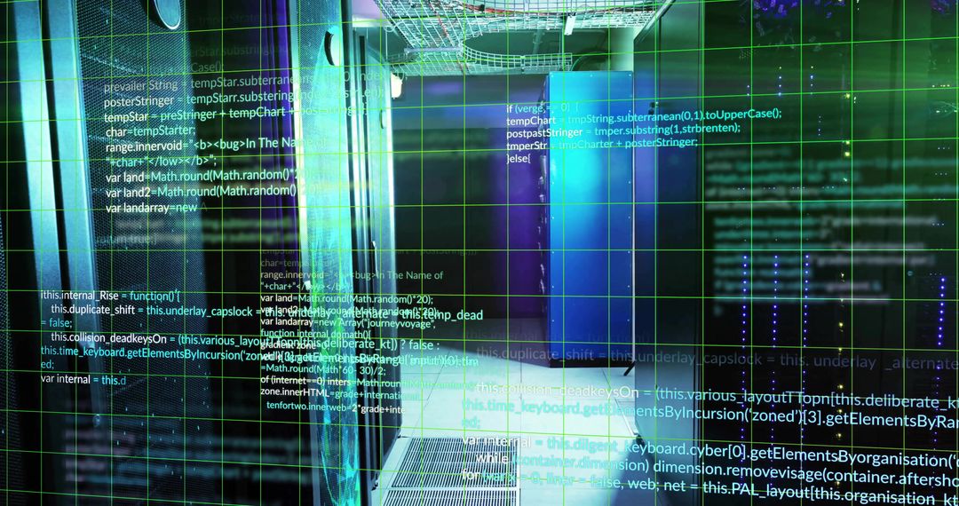 Futuristic Holographic Code Over Server Racks in Data Center