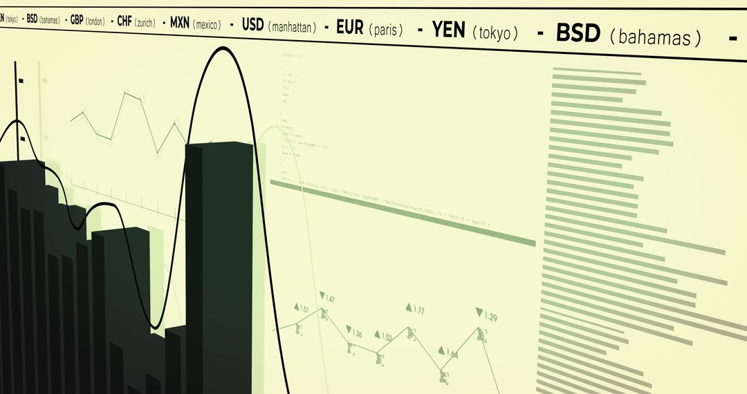 Global Financial Data Processing Illustration on Yellow