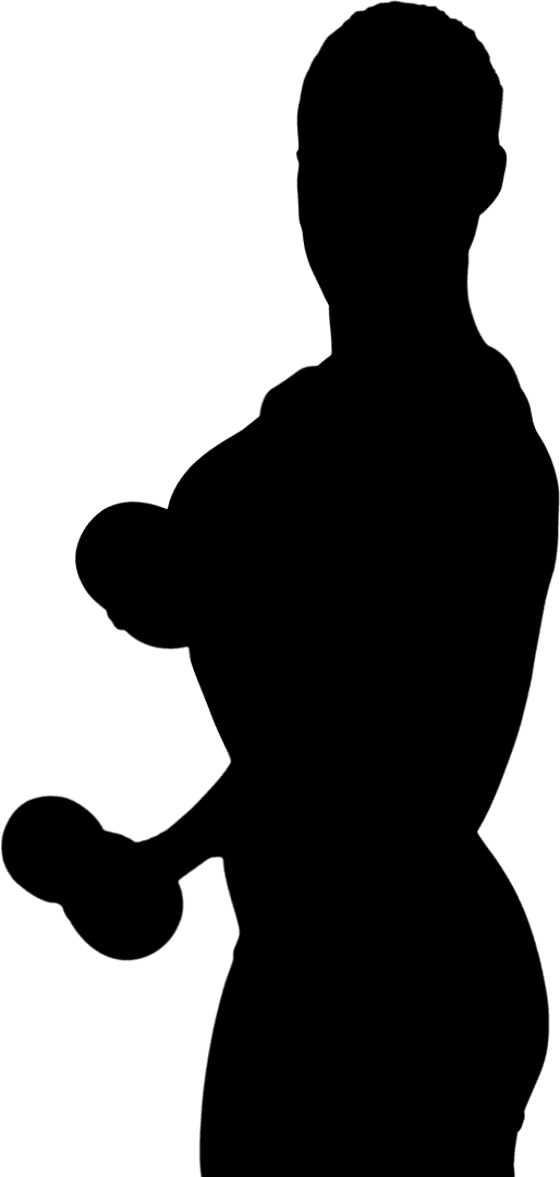 Transparent Silhouette of Woman with Dumbbells Weightlifting