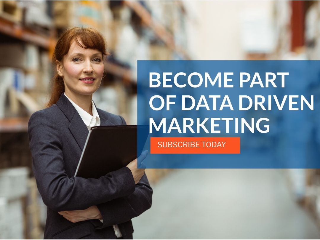 Confident Businesswoman Promoting Data-Driven Marketing