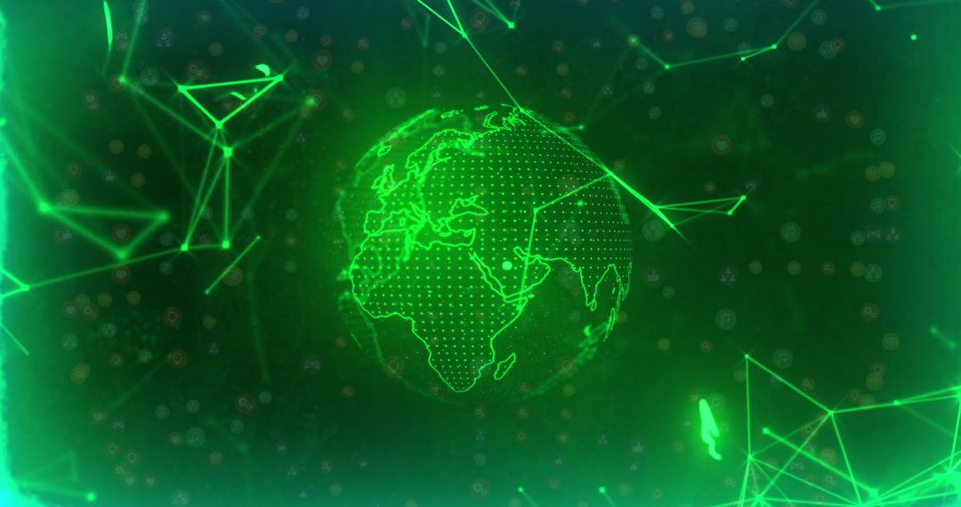 Global Digital Connections Around Spinning Earth