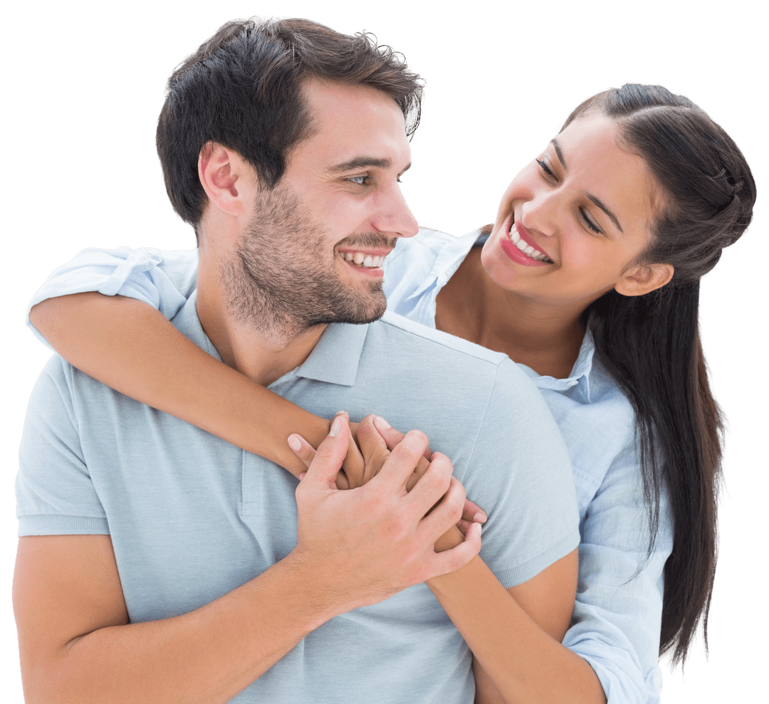 Happy Couple Smiling Transparent Background Embracing Joyful Moments
