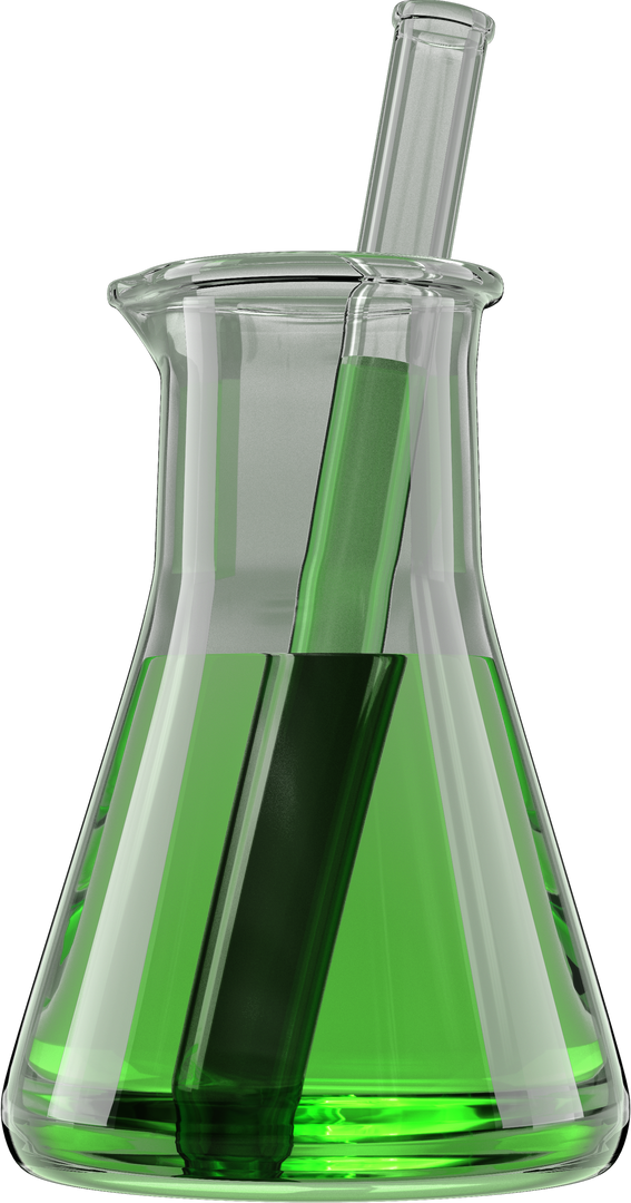 Transparent Flask with Test Tube Containing Green Chemical Solution - Download Free Stock Images Pikwizard.com