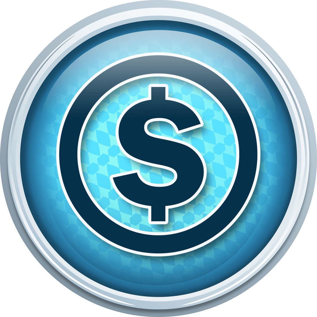 Transparent Digital Dollar Symbol Icon with Blue Hue