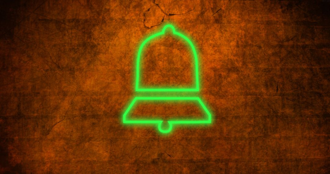 Glowing Neon Bell Icon on Rustic Brick Background - Free Images, Stock Photos and Pictures on Pikwizard.com