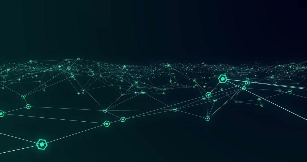 Futuristic Digital Network with Hexagonal Nodes