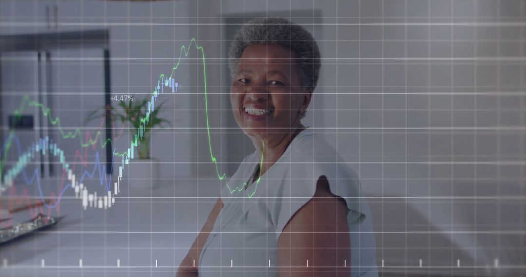 Senior Woman Analyzing Graph Data in Modern Home Office