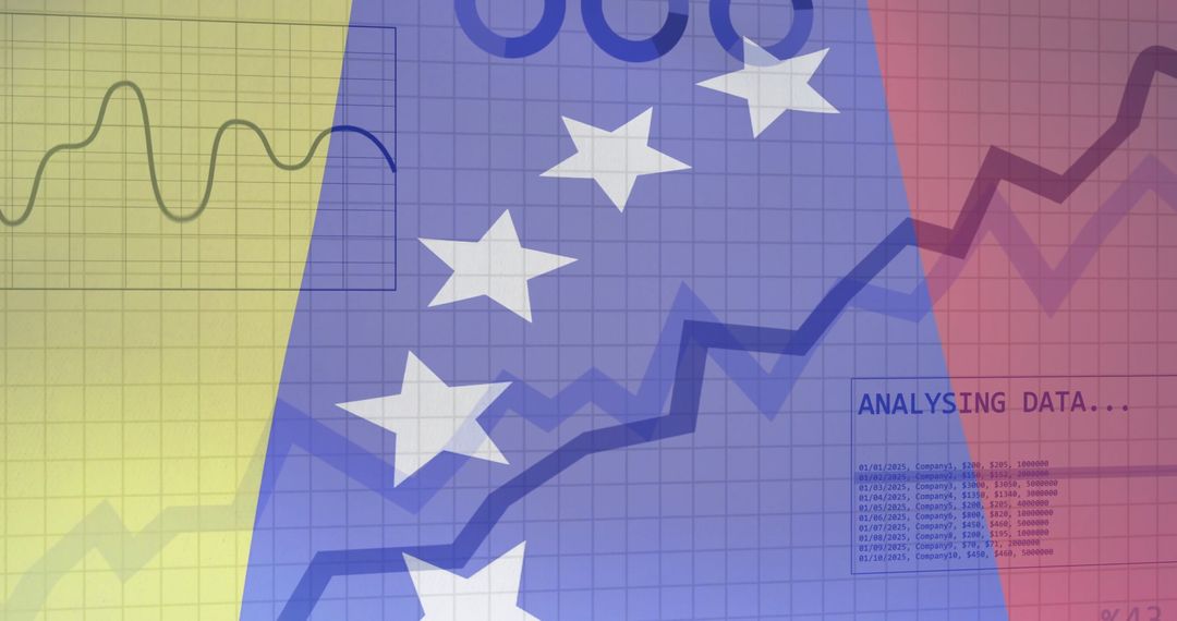 Venezuelan Flag Overlays Financial Data Charts and Graphs
