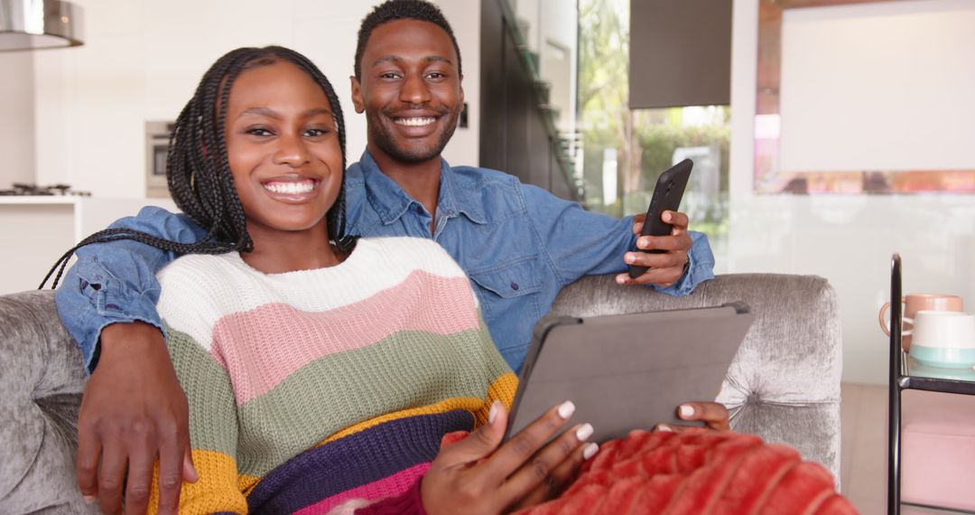 Couple Relaxing at Home with Technology