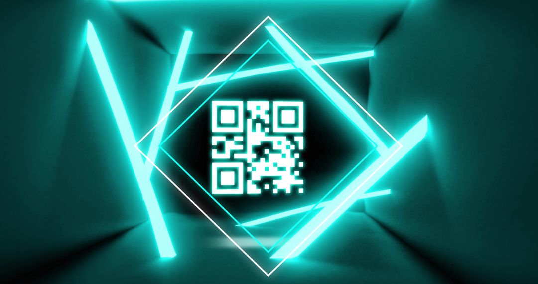 Glow QR Code with Neon Geometric Shapes for Online Security