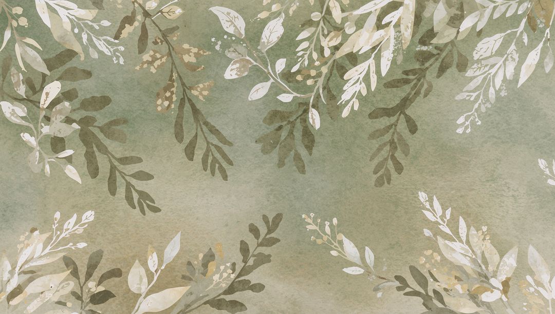 Muted Botanical Watercolor Frame with Rustic Greenery and Seeded Sprigs