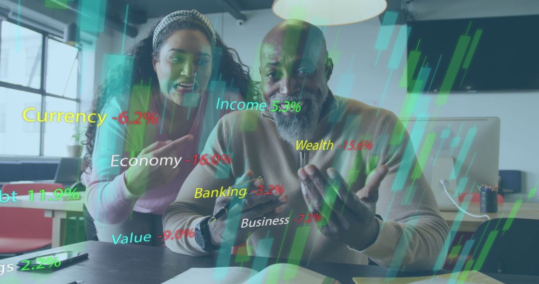 Excited Business Team Analyzing Financial Data with Advanced Technology