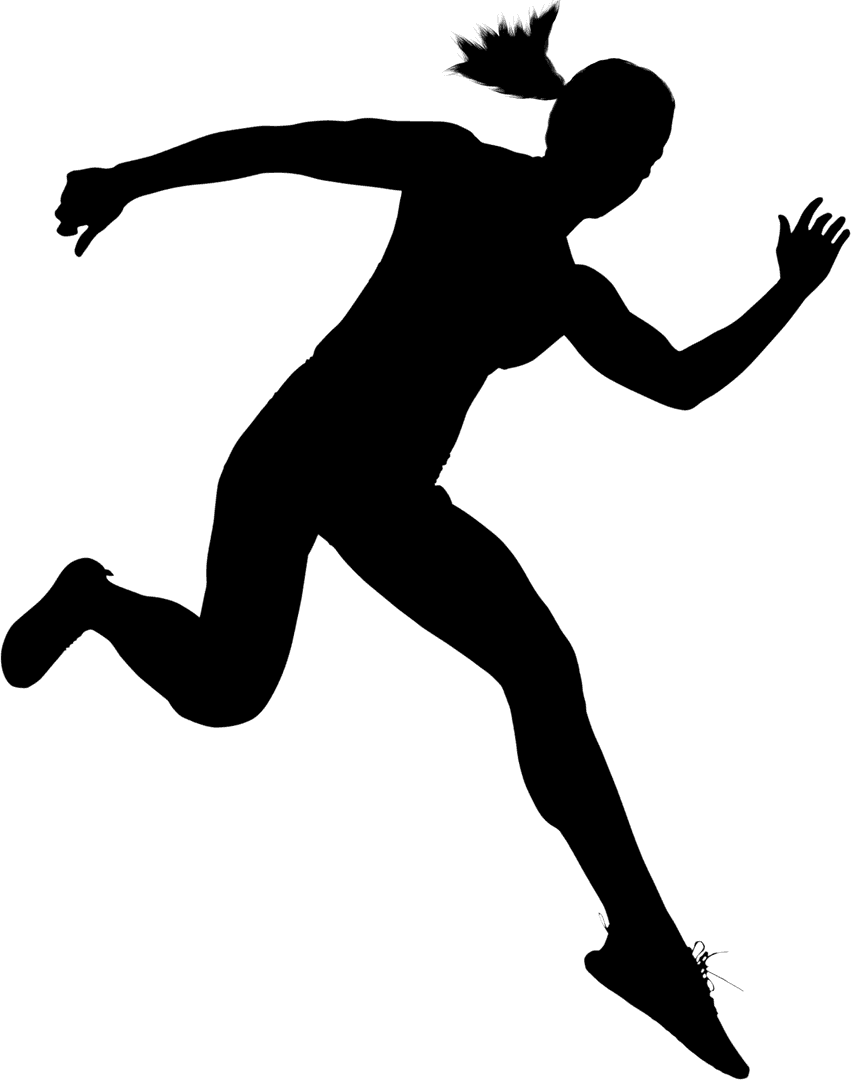 Silhouette of Woman Running on Transparent Background Vector