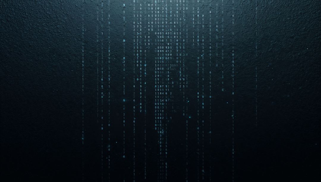 Falling Teal Code Rain Over Textured Dark Surface for Cybersecurity Branding and Digital Design