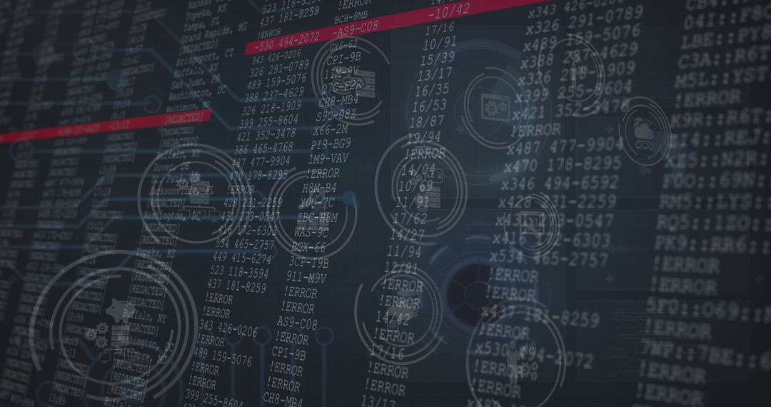 Abstract Digital Code with Futuristic Geometric Overlays