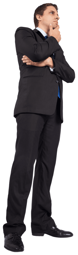 Contemplative Businessman Standing on Transparent Background