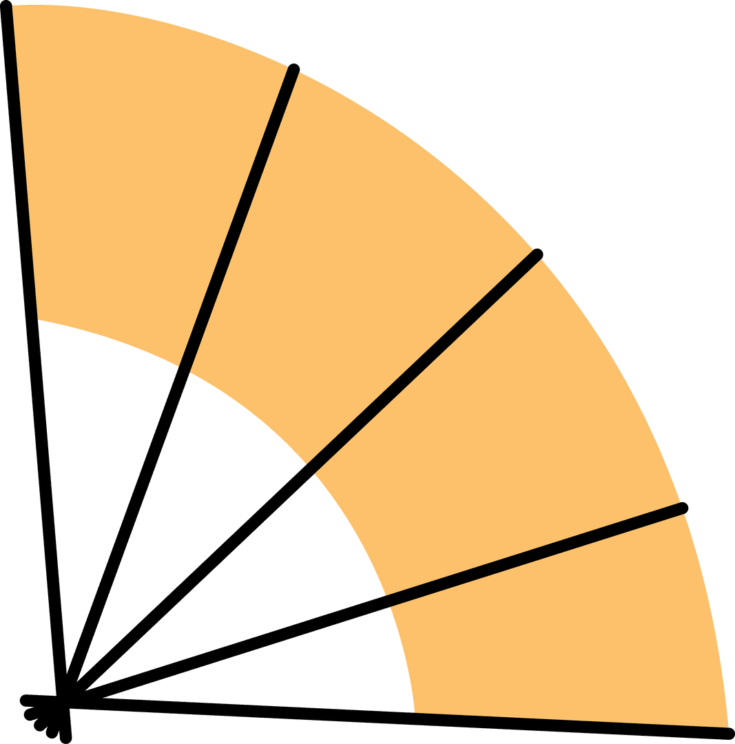 Transparent Geometric Fan Design with Orange Wedges