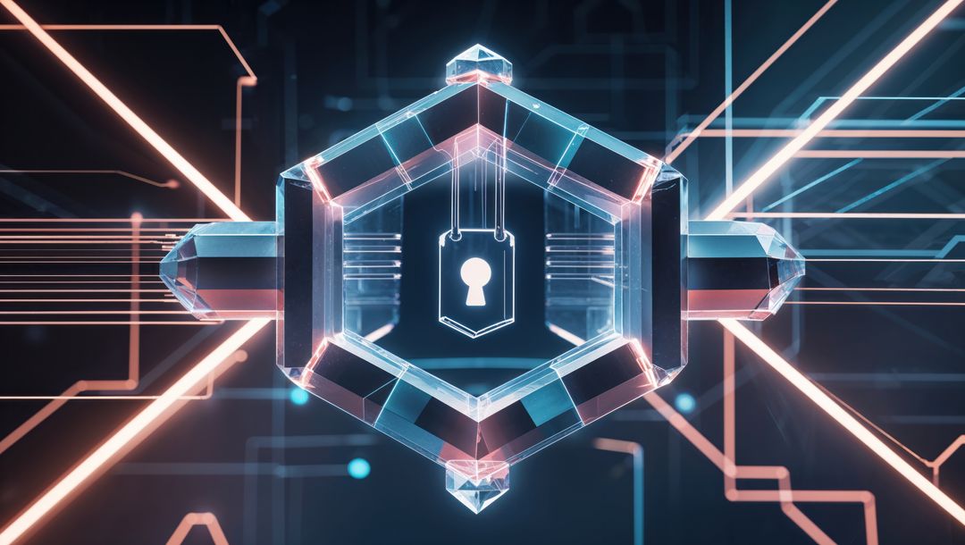 Futuristic Hexagonal Crystal with Digital Circuit Technology