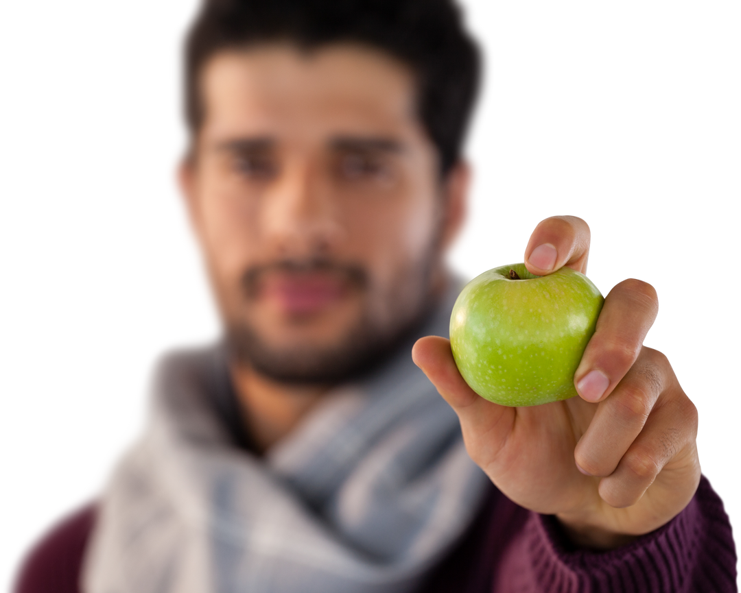 Biracial Man Holding Green Apple on Transparent Background - Download Free Stock Images Pikwizard.com