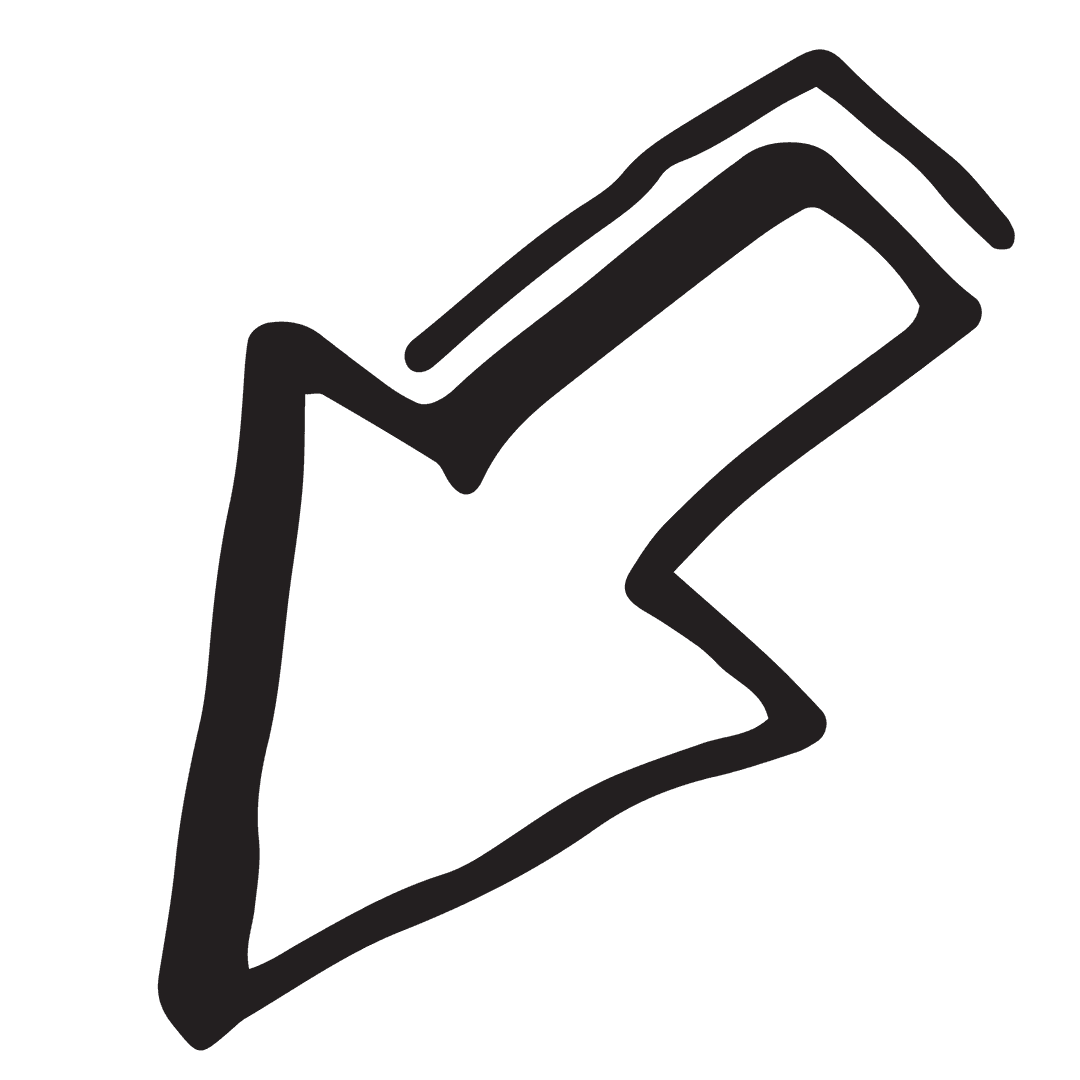 Hand-Drawn Black Abstract Arrow on Transparent Background