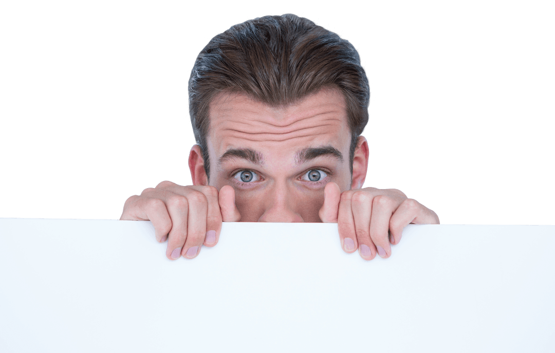 Man Peeking from Transparent Background with Billboard - Download Free Stock Images Pikwizard.com
