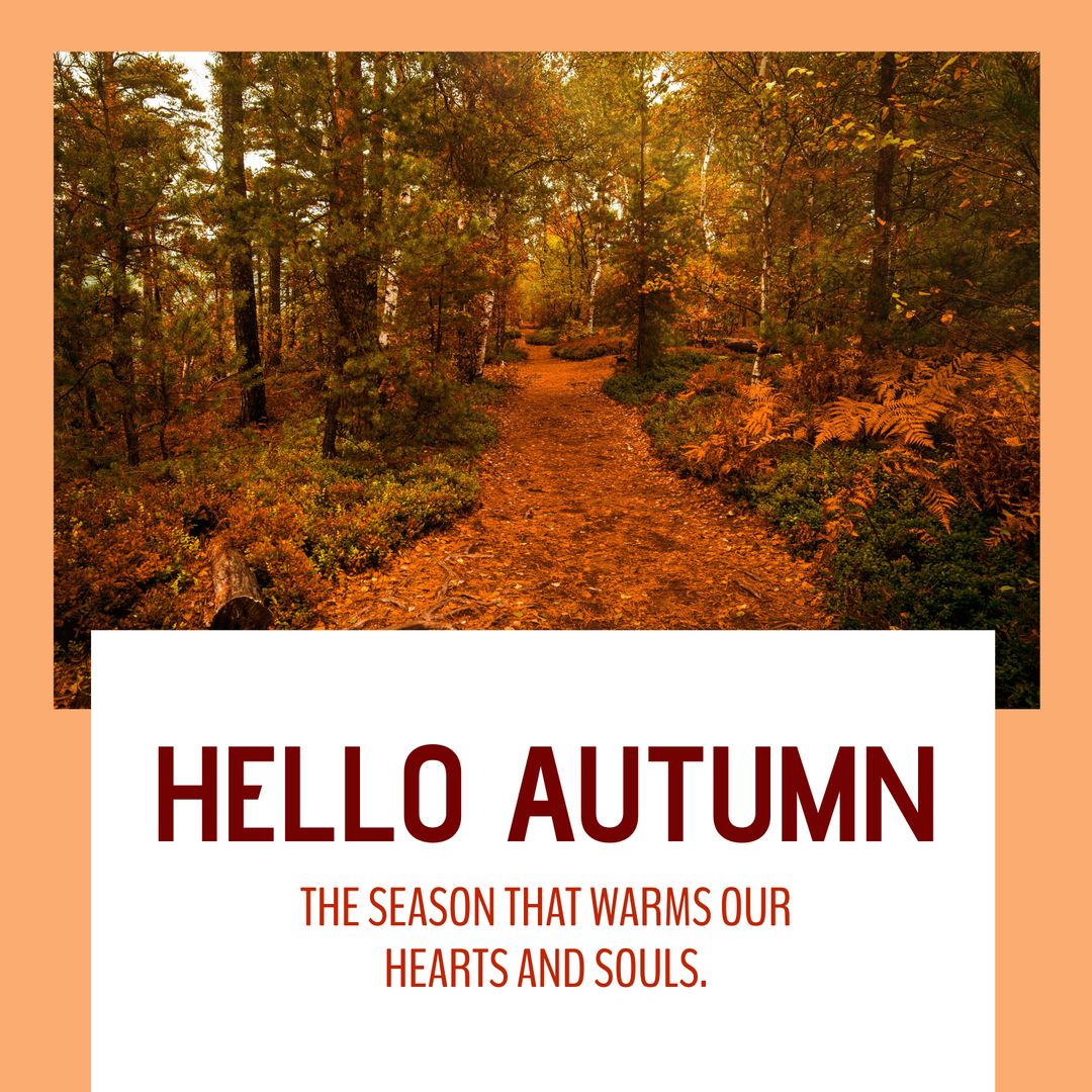 Autumn Woodland Path with Welcome Message