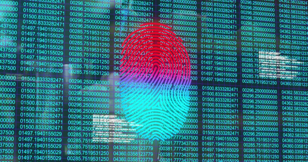 Stylized Biometric Fingerprint with Digital Code Background