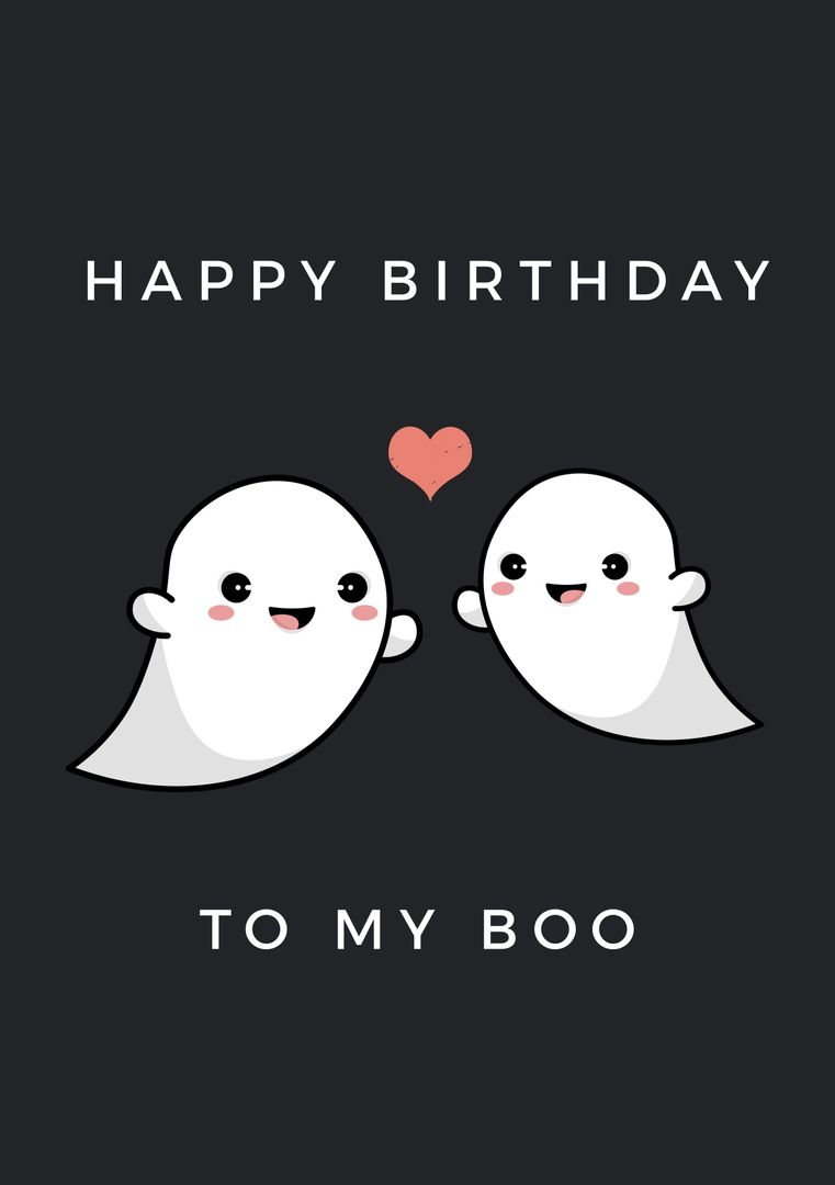 Happy Birthday Card with Cute Ghosts for Loved One - Download Free Stock Templates Pikwizard.com