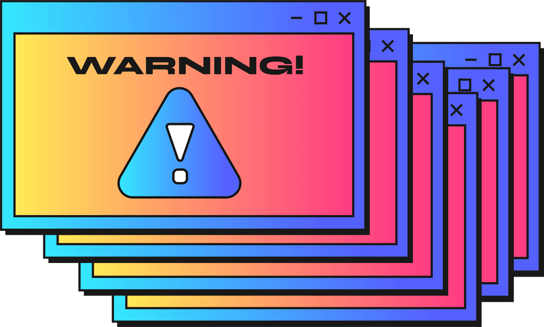 Colorful warning dialog with gradient borders transparent background