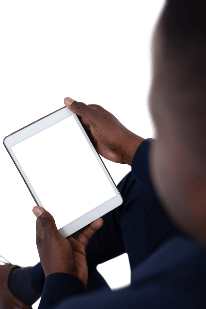 Business Professional Holding Transparent Tablet Technology Focus