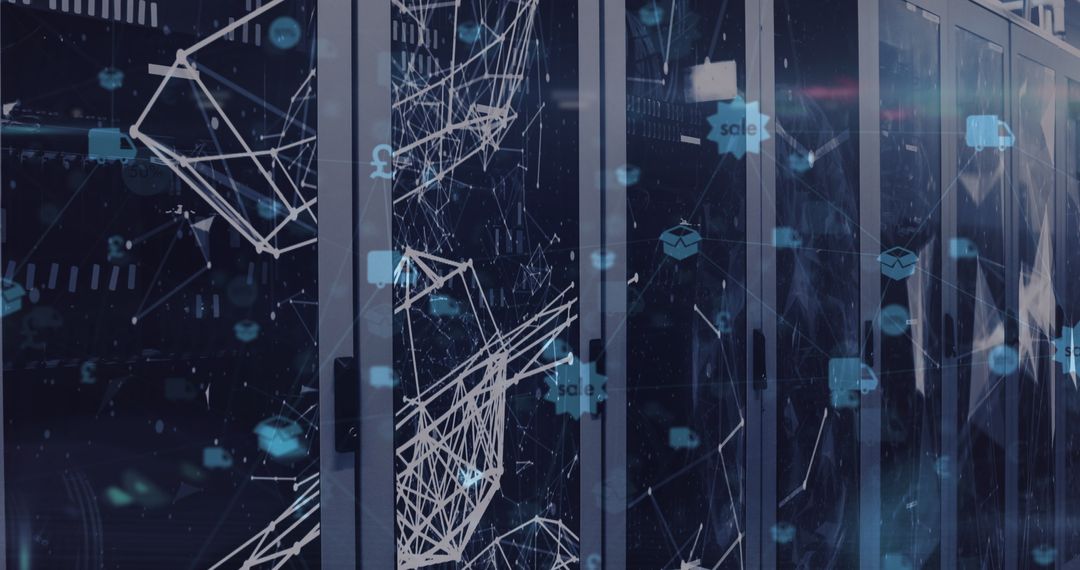 Abstract Digital Data Connections in Modern Server Room