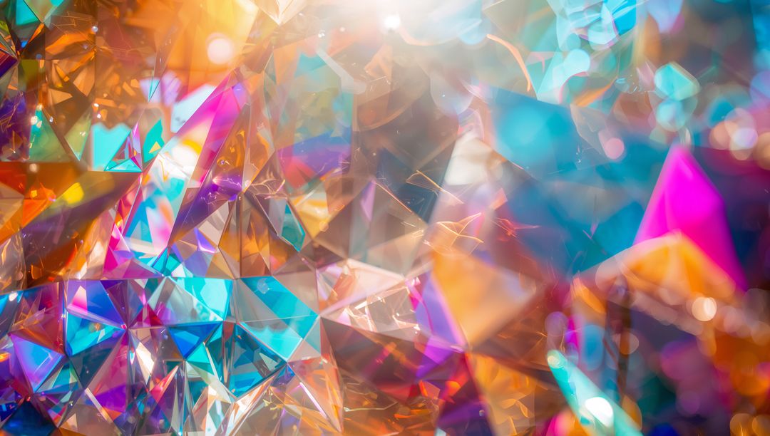 Vibrant Prismatic Crystals Creating Dazzling Kaleidoscopic Patterns