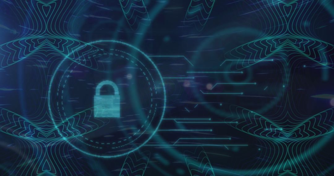 Futuristic Digital Security Interface with Padlock Icon