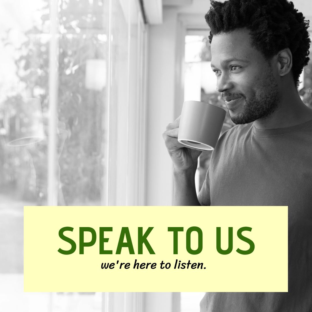 Man Enjoying Coffee Emphasizing Mental Health Awareness