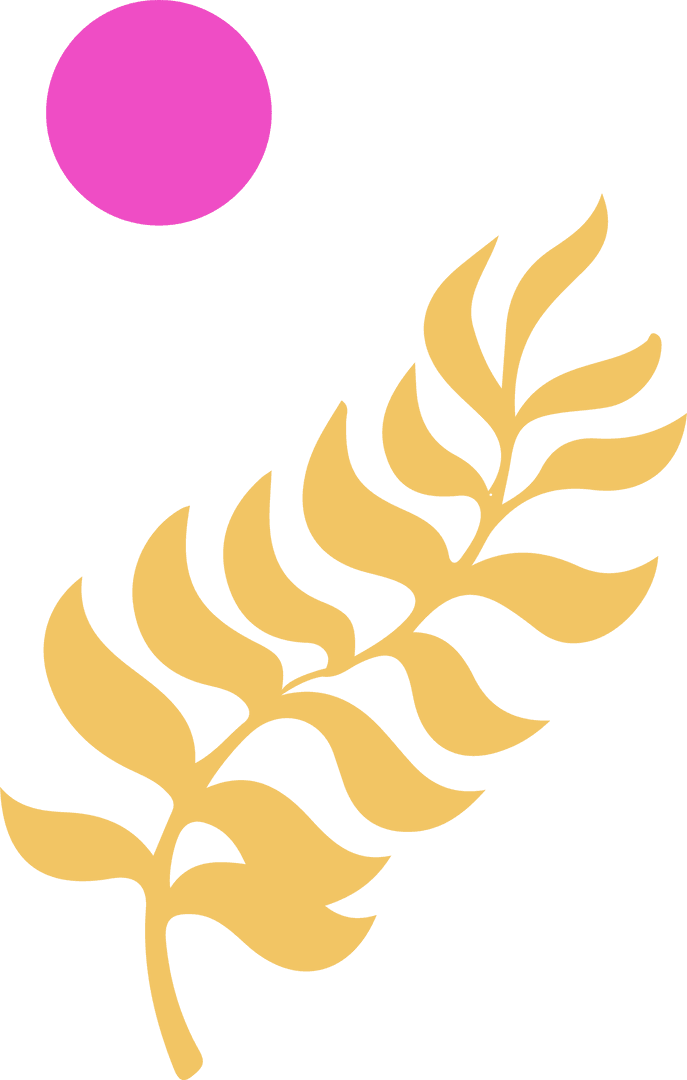 Transparent Design with Golden Frond and Pink Dot